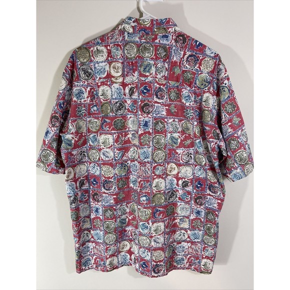 KAHALA Men’s Hawaiian 100% Cotton Shirt Reverse Print Red White Blue XL - Picture 4 of 5